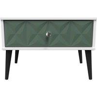 Welcome Furniture Ready Assembled Pixel 1 Drawer Midi Chest With Legs In Labrador Green & White, Green