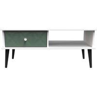 Welcome Furniture Ready Assembled Pixel 1 Drawer Coffee Table In Labrador Green & White, Green