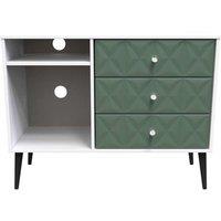 Welcome Furniture Ready Assembled Pixel 3 Drawer Tv Unit With Legs In Labrador Green & White, Green