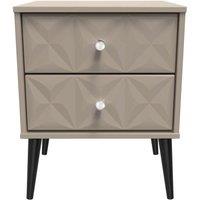 Welcome Furniture Ready Assembled Pixel 2 Drawer Bedside Cabinet In Mushroom Matt, Brown
