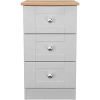 Welcome Furniture Ready Assembled Sussex 3 Drawer Bedside Cabinet In Grey Ash & Bardolino Oak, Grey