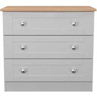Welcome Furniture Ready Assembled Sussex 3 Drawer Chest In Grey Ash & Bardolino Oak, Grey