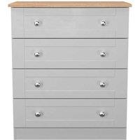 Welcome Furniture Ready Assembled Sussex 4 Drawer Chest In Grey Ash & Bardolino Oak, Grey