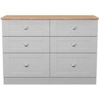 Welcome Furniture Ready Assembled Sussex 6 Drawer Midi Chest In Grey Ash & Bardolino Oak, Grey