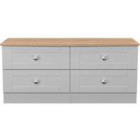 Welcome Furniture Ready Assembled Sussex 4 Drawer Bed Box In Grey Ash & Bardolino Oak, Grey