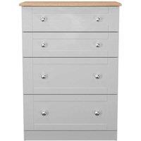 Welcome Furniture Ready Assembled Sussex 4 Drawer Deep Chest In Grey Ash & Bardolino Oak, Grey