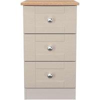 Welcome Furniture Ready Assembled Sussex 3 Drawer Bedside Cabinet In Kashmir Ash & Bardolino Oak, Cream