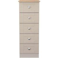 Welcome Furniture Ready Assembled Sussex 5 Drawer Bedside Cabinet In Kashmir Ash & Bardolino Oak, Cream