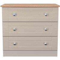 Welcome Furniture Ready Assembled Sussex 3 Drawer Chest In Kashmir Ash & Bardolino Oak, Cream