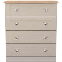Welcome Furniture Ready Assembled Sussex 4 Drawer Chest In Kashmir Ash & Bardolino Oak, Cream