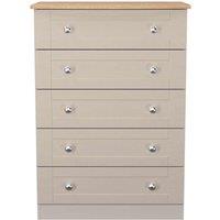 Welcome Furniture Ready Assembled Sussex 5 Drawer Chest In Kashmir Ash & Bardolino Oak, Cream