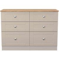 Welcome Furniture Ready Assembled Sussex 6 Drawer Midi Chest In Kashmir Ash & Bardolino Oak, Cream