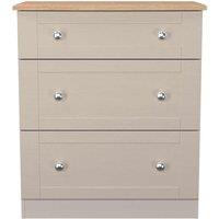 Welcome Furniture Ready Assembled Sussex 3 Drawer Deep Chest In Kashmir Ash & Bardolino Oak, Cream