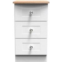 Welcome Furniture Ready Assembled Sussex 3 Drawer Bedside Cabinet In White Ash & Bardolino Oak, White