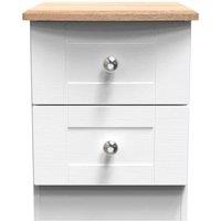 Welcome Furniture Ready Assembled Sussex 2 Drawer Bedside Cabinet In White Ash & Bardolino Oak, White