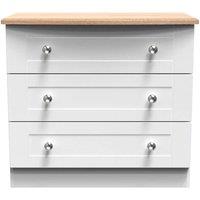 Welcome Furniture Ready Assembled Sussex 3 Drawer Chest In White Ash & Bardolino Oak, White
