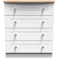 Welcome Furniture Ready Assembled Sussex 4 Drawer Chest In White Ash & Bardolino Oak, White