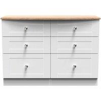 Welcome Furniture Ready Assembled Sussex 6 Drawer Midi Chest In White Ash & Bardolino Oak, White