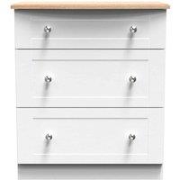 Welcome Furniture Ready Assembled Sussex 3 Drawer Deep Chest In White Ash & Bardolino Oak, White
