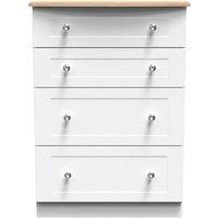 Welcome Furniture Ready Assembled Sussex 4 Drawer Deep Chest In White Ash & Bardolino Oak, White