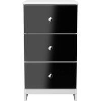 Welcome Furniture Ready Assembled Yarmouth 3 Drawer Bedside Cabinet In Black & White, Black