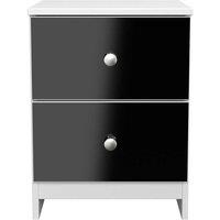Welcome Furniture Ready Assembled Yarmouth 2 Drawer Bedside Cabinet In Black & White, Black