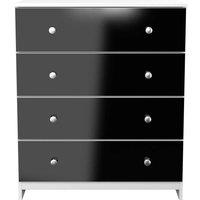 Welcome Furniture Ready Assembled Yarmouth 4 Drawer Chest In Black & White, Black