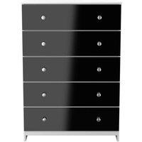 Welcome Furniture Ready Assembled Yarmouth 5 Drawer Chest In Black & White, Black