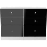 Welcome Furniture Ready Assembled Yarmouth 6 Drawer Midi Chest In Black & White, Black