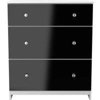 Welcome Furniture Ready Assembled Yarmouth 3 Drawer Deep Chest In Black & White, Black
