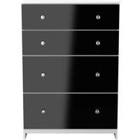 Welcome Furniture Ready Assembled Yarmouth 4 Drawer Deep Chest In Black & White, Black
