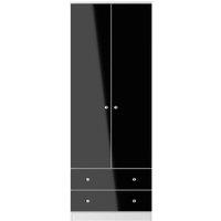 Welcome Furniture Ready Assembled Yarmouth Tall 2 Drawer Wardrobe In Black & White, Black