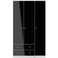 Welcome Furniture Ready Assembled Yarmouth Tall Triple 2 Drawer Wardrobe In Black & White, Black