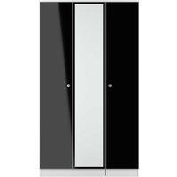 Welcome Furniture Ready Assembled Yarmouth Tall Triple Mirrored Wardrobe In Black & White, Black