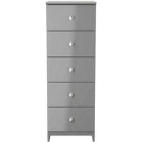 Welcome Furniture Ready Assembled Yarmouth 5 Drawer Bedside Cabinet In Uniform & Dusk Grey, Grey