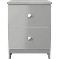 Welcome Furniture Ready Assembled Yarmouth 2 Drawer Bedside Cabinet In Uniform & Dusk Grey, Grey
