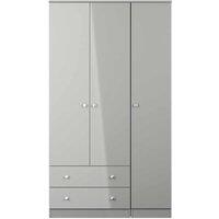 Welcome Furniture Ready Assembled Yarmouth Tall Triple 2 Drawer Wardrobe In Uniform & Dusk Grey, Grey