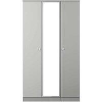 Welcome Furniture Ready Assembled Yarmouth Tall Triple Mirrored Wardrobe In Uniform & Dusk Grey, Grey