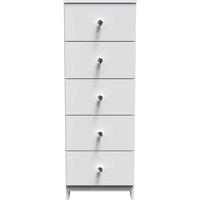 Welcome Furniture Ready Assembled Yarmouth 5 Drawer Bedside Cabinet In White & White, White