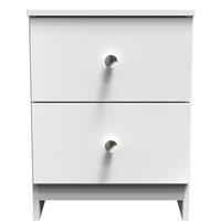 Welcome Furniture Ready Assembled Yarmouth 2 Drawer Bedside Cabinet In White & White, White
