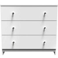 Welcome Furniture Ready Assembled Yarmouth 3 Drawer Chest In White & White, White