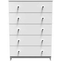 Welcome Furniture Ready Assembled Yarmouth 5 Drawer Chest In White & White, White