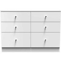 Welcome Furniture Ready Assembled Yarmouth 6 Drawer Midi Chest In White & White, White