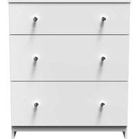Welcome Furniture Ready Assembled Yarmouth 3 Drawer Deep Chest In White & White, White