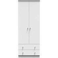 Welcome Furniture Ready Assembled Yarmouth Tall 2 Drawer Wardrobe In White & White, White