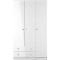 Welcome Furniture Ready Assembled Yarmouth Tall Triple 2 Drawer Wardrobe In White & White, White