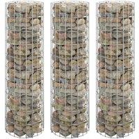 vidaXL Circular Gabion Raised Beds 3 pcs Galvanised Steel 30x100 cm, Silver