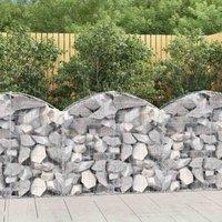 vidaXL Arched Gabion Basket 100x30x80/100 cm Galvanised Iron, Silver