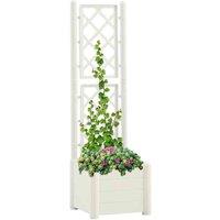 vidaXL Garden Planter with Trellis 43x43x142 cm PP White, White