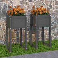 vidaXL Planters 2 pcs Grey 40x40x81 cm Solid Wood Pine, Grey